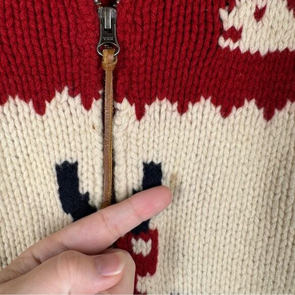 Lucky Brand Hand Knit Lambswool Aztec Totem Zip Cardigan Sweater Jacket Medium - Picture 7 of 9